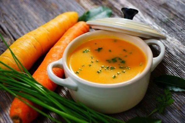 Potato-carrot soup-puree in the menu of a sparing diet for gastritis